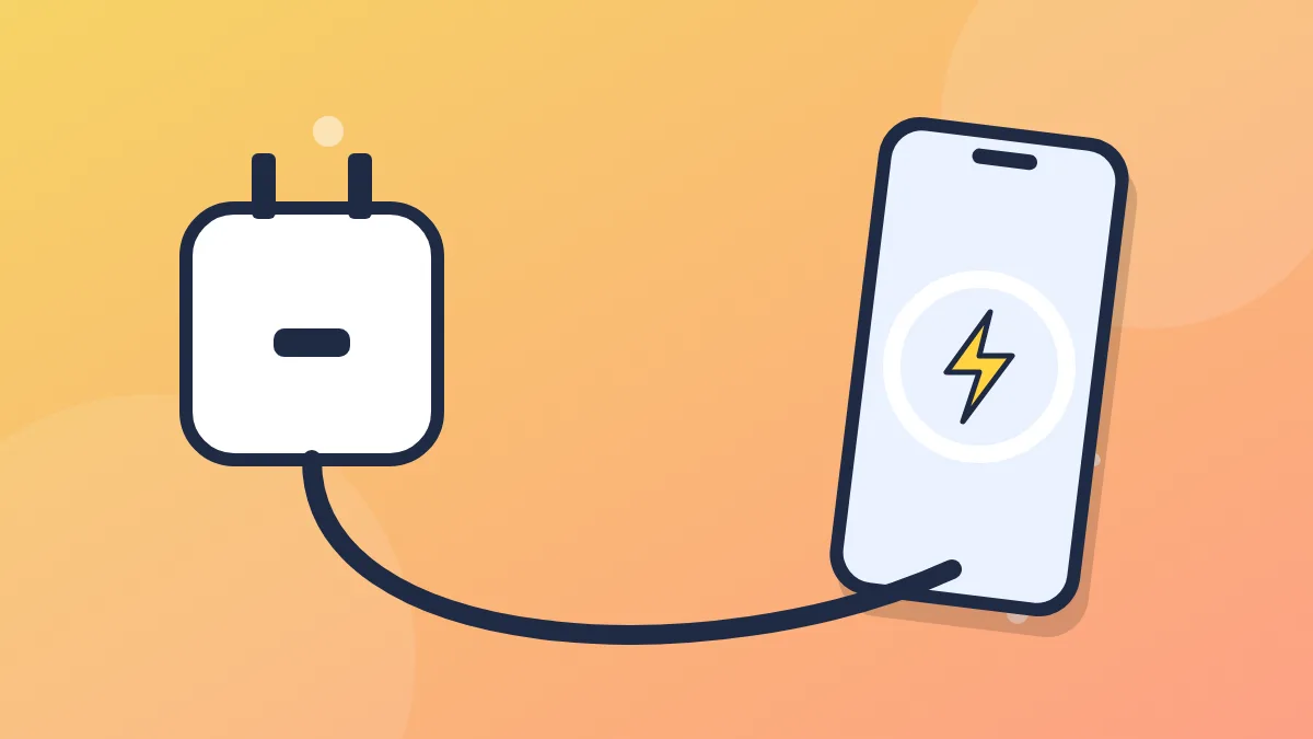 Illustration of a USB-C power adapter with a cable plugged into a phone